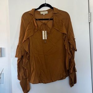 Anthropologie Love Sam Ruffled Tie Blouse